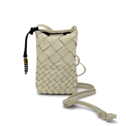 Loroa Mini Sling Crossbody – Sand Threaded Weave Phone Bag